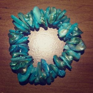 Free Form Turquoise Colored Disc Beads Bracelet